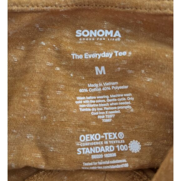 Sonoma Brassy Gold V Neck Woman's Size Med Fall T Shirt #B - Picture 3 of 3